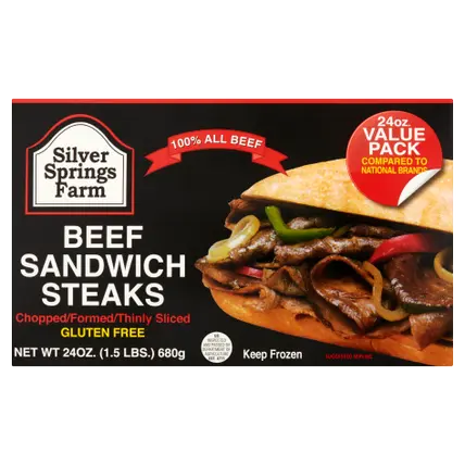 Sandwich Steaks, Beef, Chopped/Formed/Thinly Sliced, Value Pack