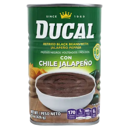 Refried Black Beans with Jalapeno Pepper