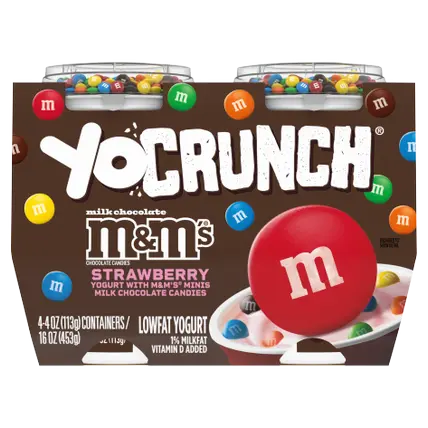 Strawberry Lowfat Yogurt with M&M's