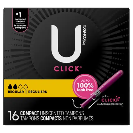 Click Compact Unscented Tampons, Regular