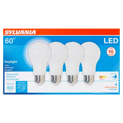 Light Bulbs, LED, Daylight, 8.5 Watts