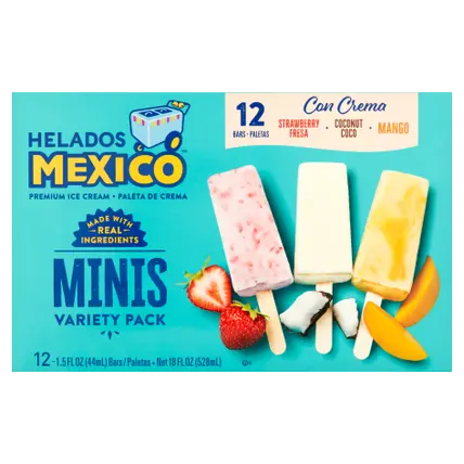 Ice Cream Bars, Premium, Strawberry/Coconut/Mango, Minis, Variety Pack
