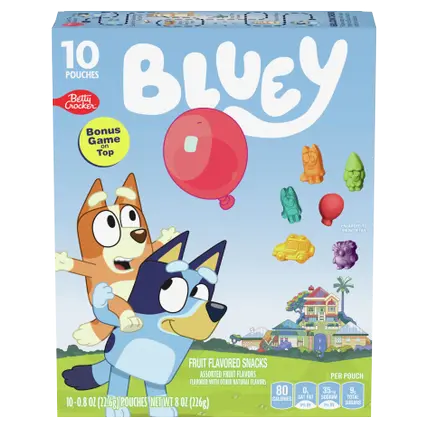 Bluey Gluten Free Fruit Flavored Snacks Treat Pouches Kids School Snacks