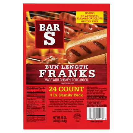 Bun Length Franks Hot Dogs