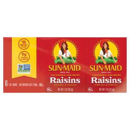 California Sun-Dried Raisins 6-Pack/1oz Cartons