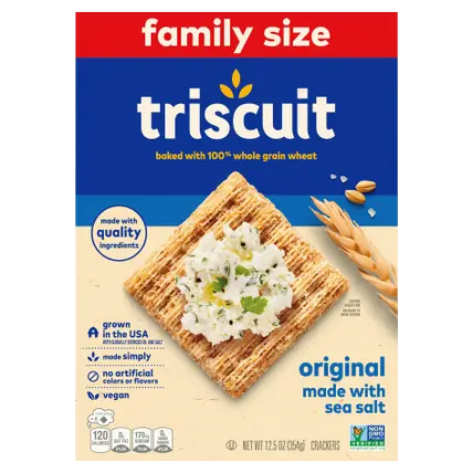 Original Whole Grain Wheat Crackers, Vegan Crackers, Family Size