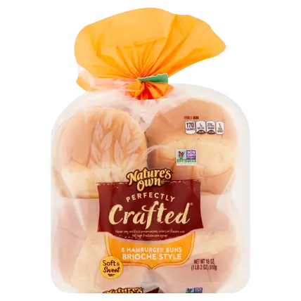 Brioche Style Hamburger Buns, Non-GMO Sandwich Buns, 8 Count