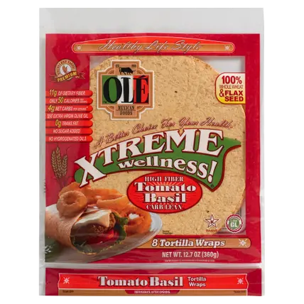 "Xtreme Wellness Tomato & Basil, 8"" Flour Tortillas