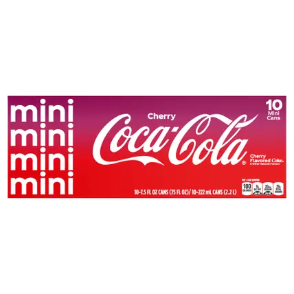 Cherry Coke Mini Cans, Cherry Flavored Soda Soda Soft Drink, Fridge Pack
