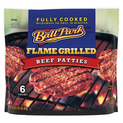 Fully-Cooked Flame Grilled Original Beef Patties, Frozen
