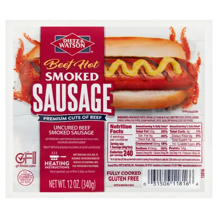 Smoked Hot Beef Sausage