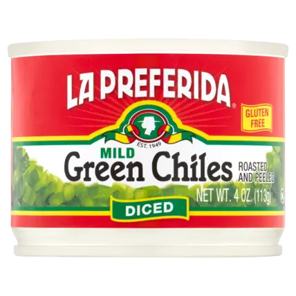 Mild Diced Green Chiles, Roasted & Peeled