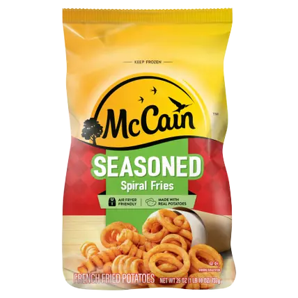 Potato Fries, Curly, Seasoned