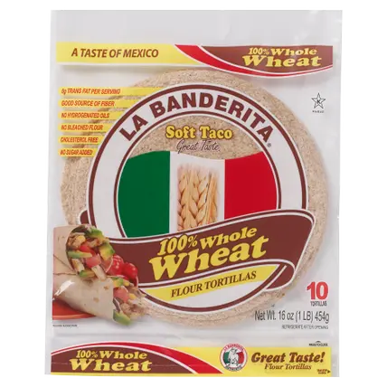 "Soft Taco, Whole Wheat, 8"" Flour Tortillas"
