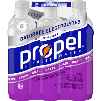 Zero Calories Grape Flavored Water Beverage 6 Pack Plastic Bottles