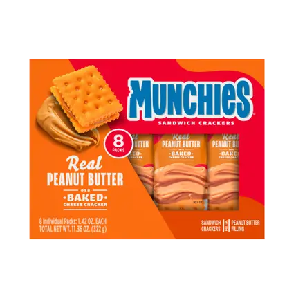 Sandwich Crackers, Peanut Butter, Baked, 8 Packs