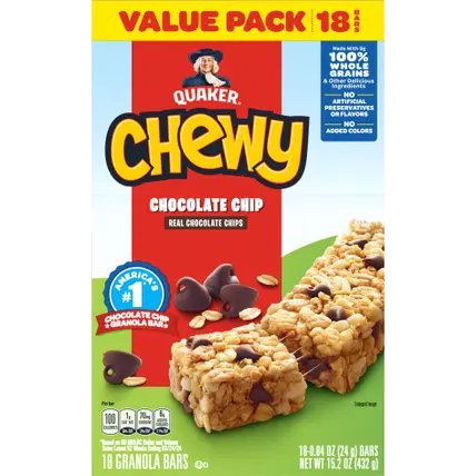 Chewy Granola Bars, Chocolate Chip - Pack