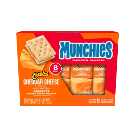 Sandwich Crackers, Cheddar Cheese Flavored, 8 Packs