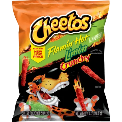 Cheese Flavored Snacks, Flamin Hot Limon Flavored, Crunchy