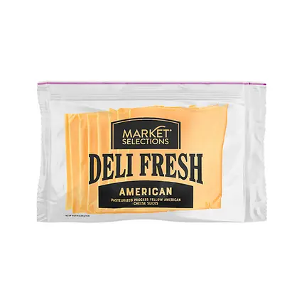 Yellow American Pasteurized Process Cheese Slices
