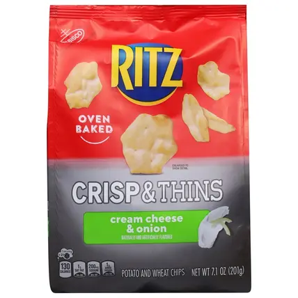 Ritz , Oven Baked Cream Cheese & Onion Potato and Wheat Chips 