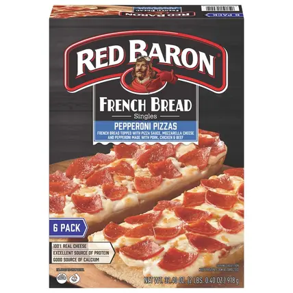 Red Baron , Pizza, Pepperoni, French Bread, 6 Pack 