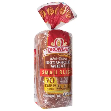 Bread, 100% Whole Wheat, Small Slice