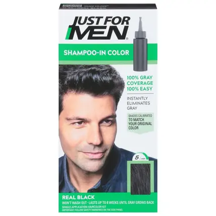 Just For Men , Real Black H-55 Shampoo-In Color 