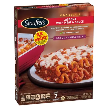 Stouffers, Lasagna, with Meat & Sauce, Large Family Size 