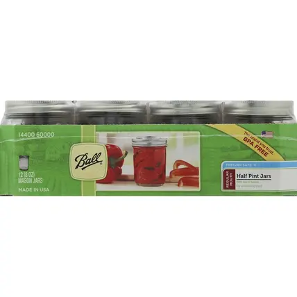 Ball , Mason Jars, Half Pint, Regular Mouth 