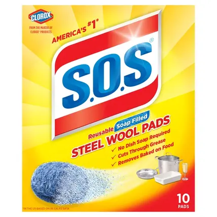 SOS Steel Wool Pads, Reusable, Soap Filled 