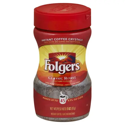 Folgers, Coffee, Instant Crystals, Classic Roast 