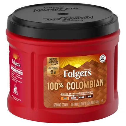 Folgers, Coffee, Ground, 100% Colombian, Medium 