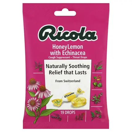 Throat Drops, Cough Suppressant, Honey Lemon, with Echinacea