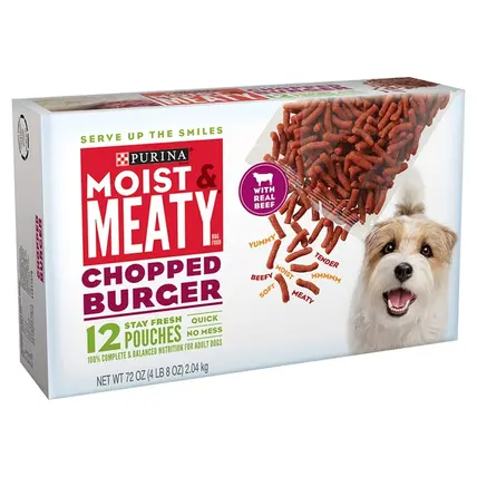 Moist & Meaty, Dog Food, Chopped Burger 