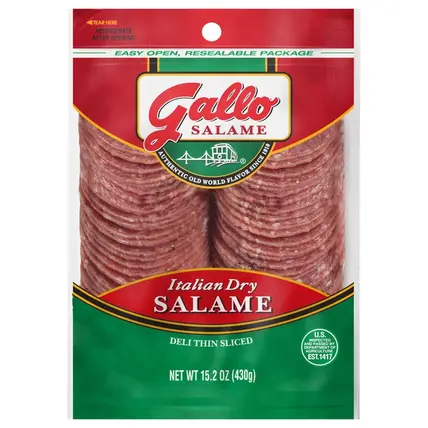 Gallo Salame , Gallo Salame® Deli Thin Sliced Italian Dry Salami Lunch Meat, 15.2 oz 