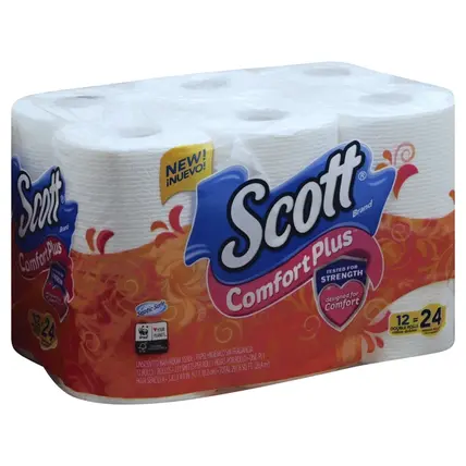 Scott, Bathroom Tissue, Unscented, Double Rolls, 1 Ply 