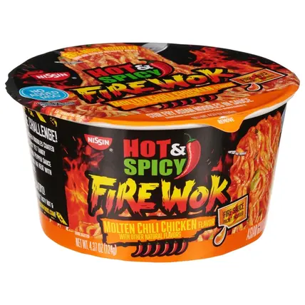 Hot & Spicy Molten Chili Chicken Flavor Stir Fry Asian Noodles in Sauce