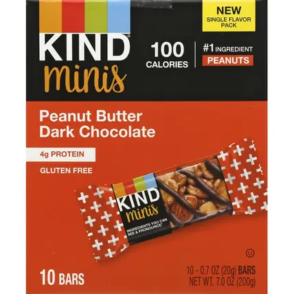 Kind, Bars, Peanut Butter Dark Chocolate, Minis, Single Flavor Pack 