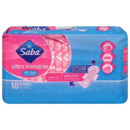 Ultra Invisible Regular Flow with Wings Ultra Thin Pads 18 ea