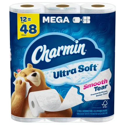 Charmin Ultra Soft Toilet Paper 12 Mega Rolls, 224 Sheets Per Roll