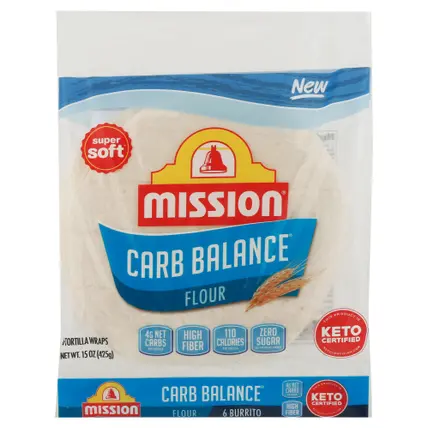 Mission Carb Balance Super Soft Flour Tortilla Wraps 6 ea