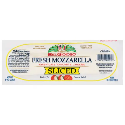 BelGioioso Sliced Fresh Mozzarella Cheese 8 oz