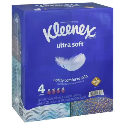 Ultra Soft 3-Ply Tissues 4 - 60 ea Cartons