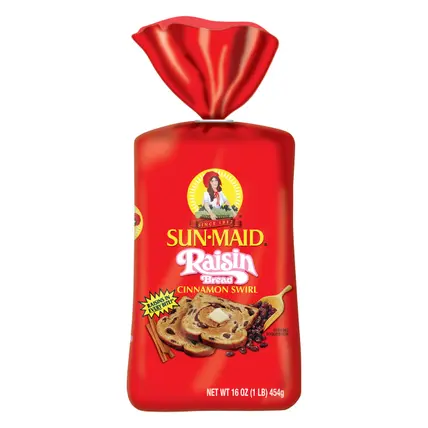 Sun-Maid Cinnamon Swirl Raisin Bread, Cinnamon Raisin Bread, 16 oz Loaf