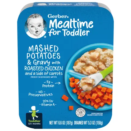Mealtime for Toddler Mashed Potatoes & Gravy with Roasted Chicken 6.6 oz Meals Bowl