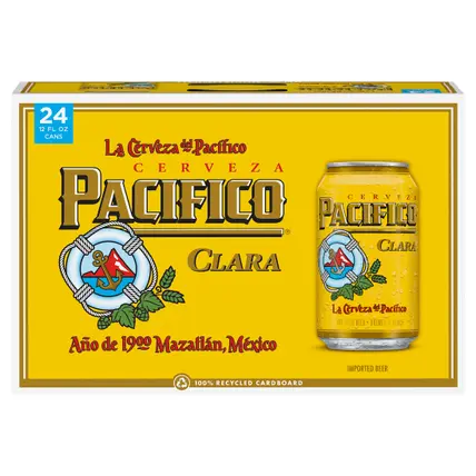 Pacifico Clara Mexican Lager Beer, 24 pk 12 fl oz Cans, 4.4% ABV