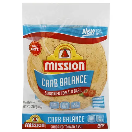 Mission Carb Balance Super Soft Sundried Tomato Basil Tortilla Wraps 8 ea