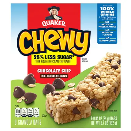 Chewy Chocolate Chip Granola Bars 8 - 0.84 oz Bars
