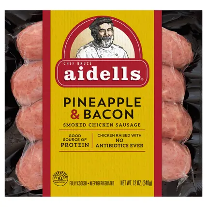 Aidells® Smoked Chicken Sausage, Pineapple & Bacon, 12 oz. (4 Fully Cooked Links)